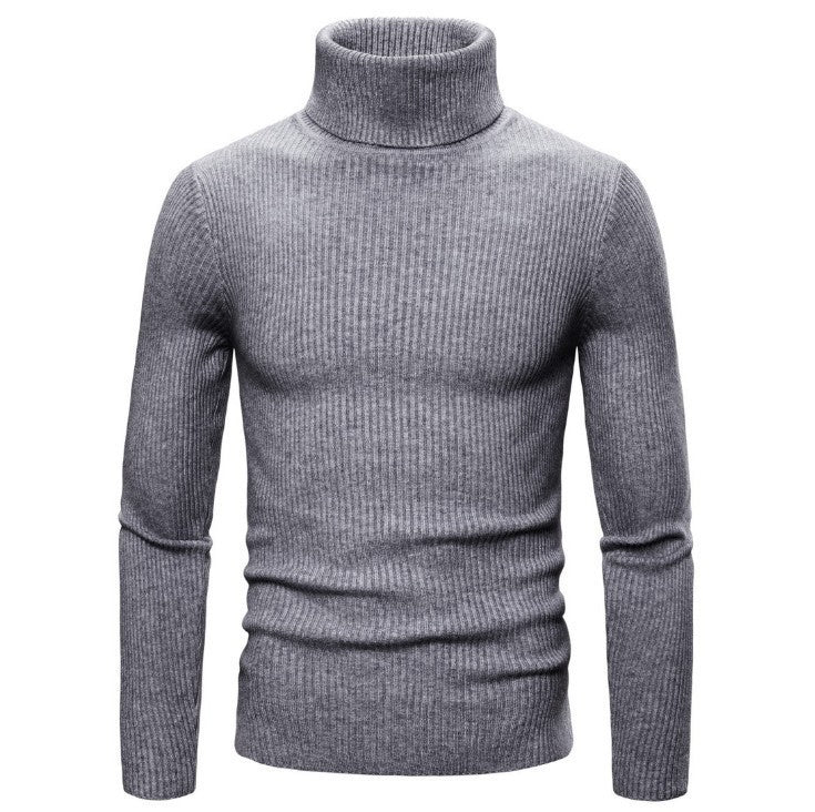 Herren Ripp-Strickpullover mit hohem Kragen und körpernahem Schnitt Krohn-e