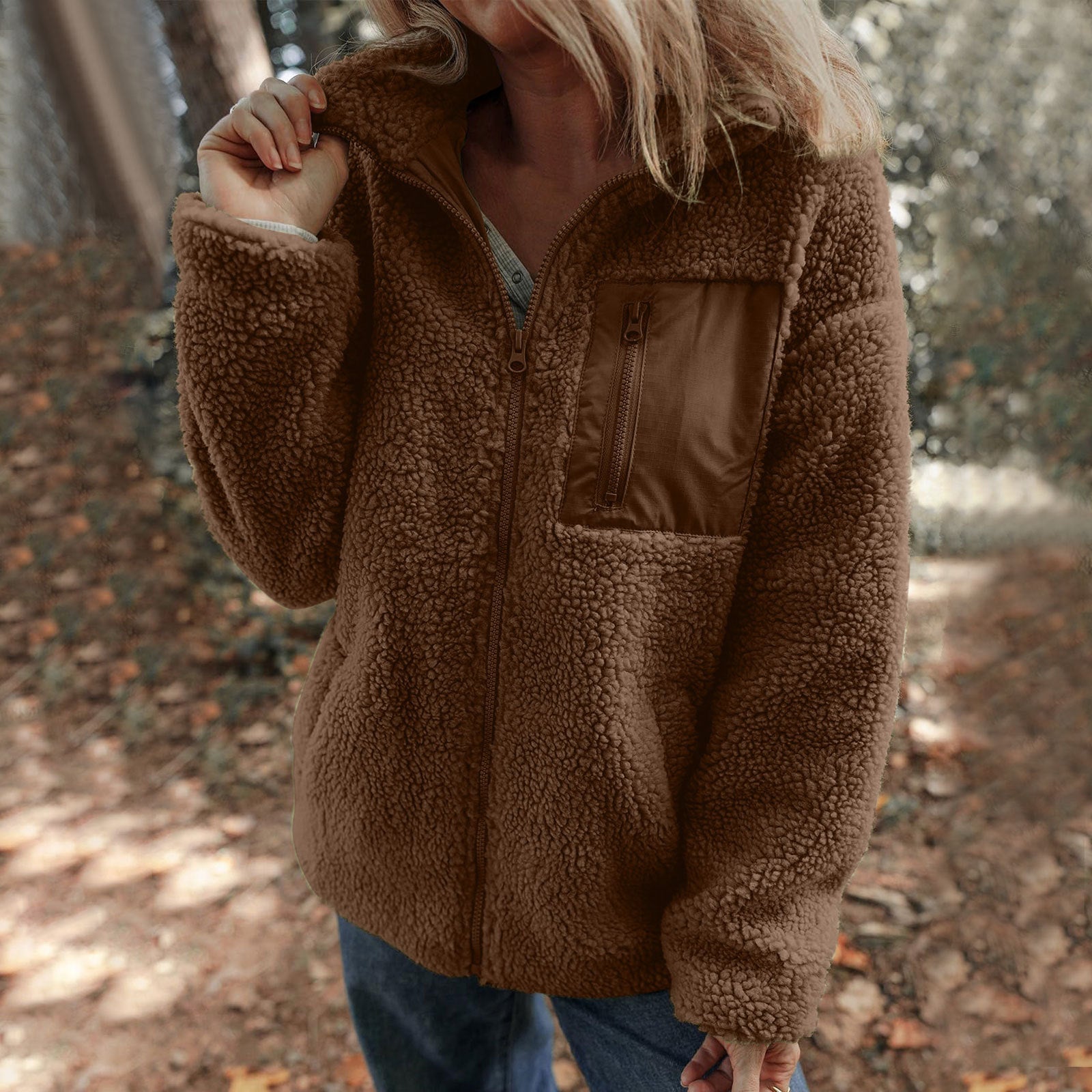Damen Fleecejacke mit hochabschließendem Kragen und praktischer Brusttasche Krohn-e