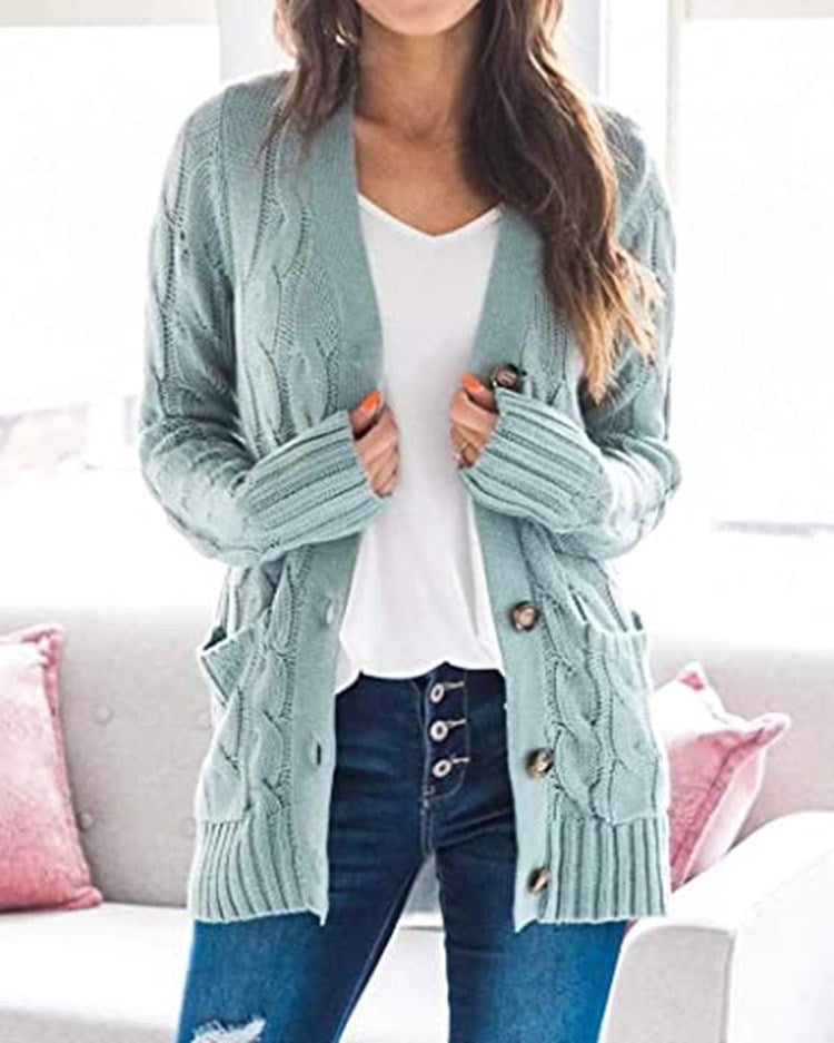 Damen Grobstrick-Cardigan mit aufwendigem Zopfmuster und praktischen Taschen Krohn-e