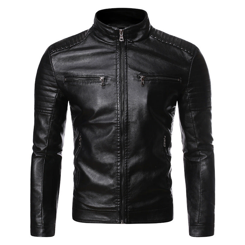 Herren Bikerjacke aus hochwertigem mit Reißverschlusstaschen Krohn-e