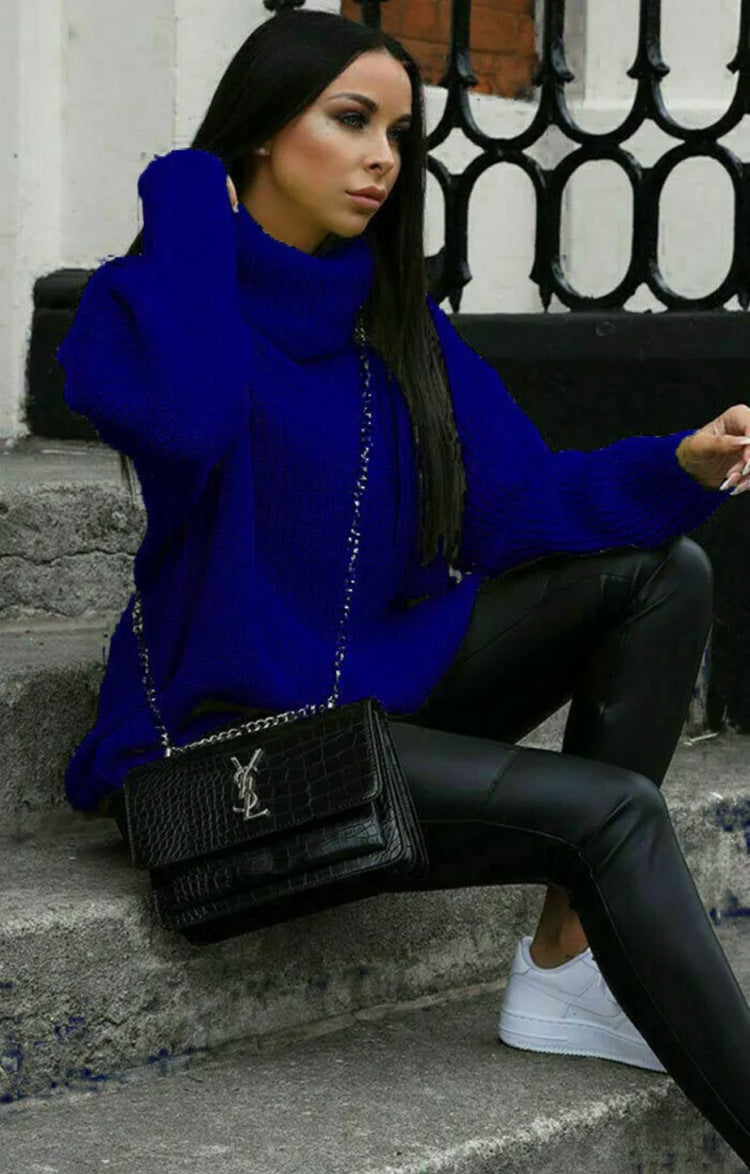 Damen Oversized-Strickpullover mit hohem Kragen und lässigem Schnitt Krohn-e