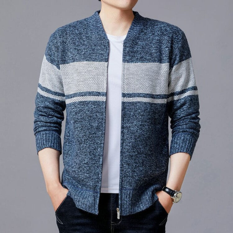 Herren Strickjacke mit modernem Zipper und strukturiertem Design Krohn-e
