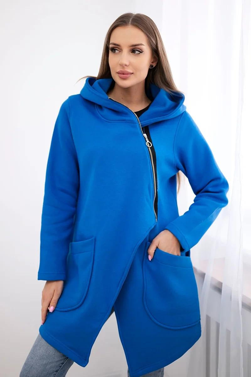 Krohn-e | Zip Kapuzenpullover mittellange Fleece Sweatjacke