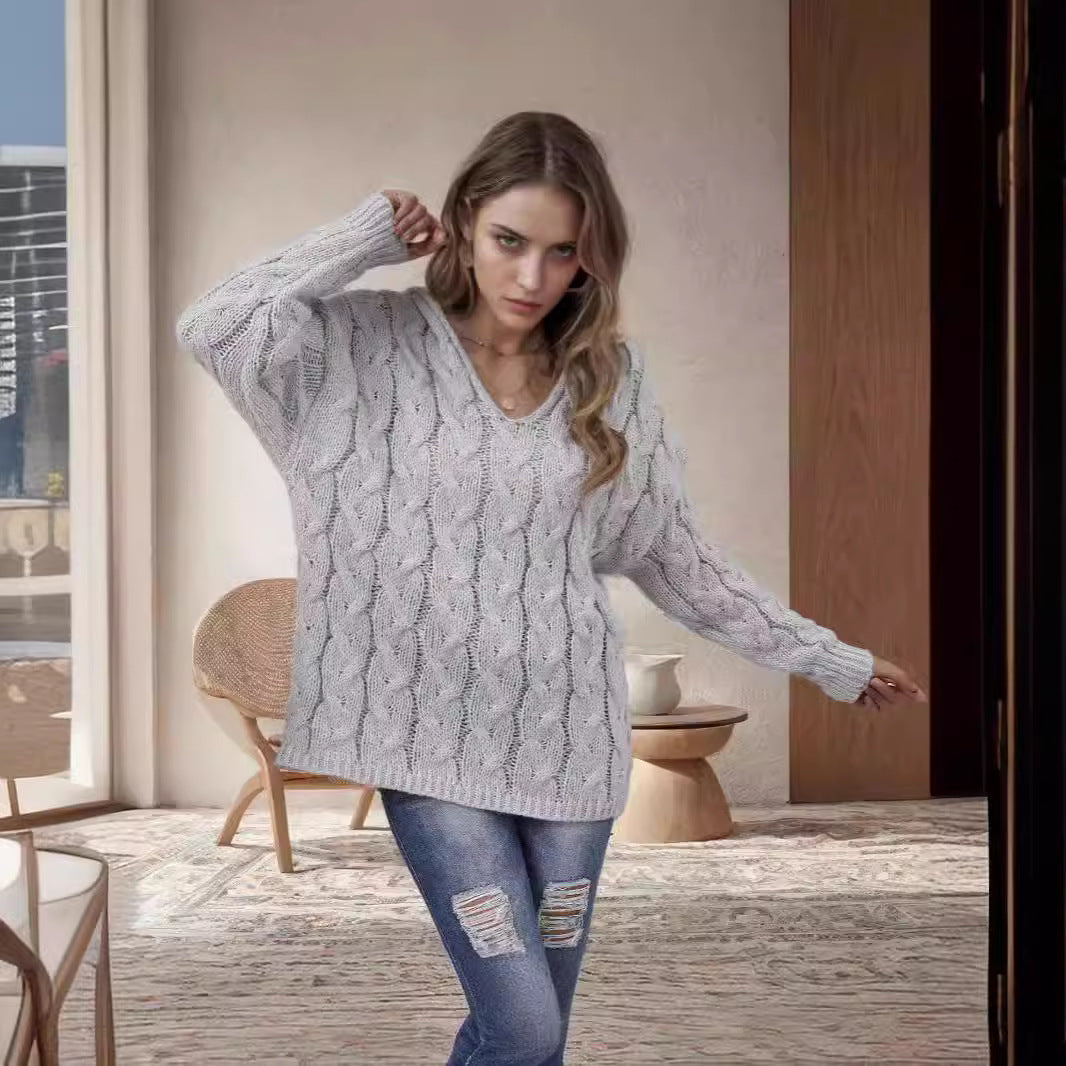 Damen Grobstrickpullover mit modernem Zopfdesign und weitem Schnitt Krohn-e