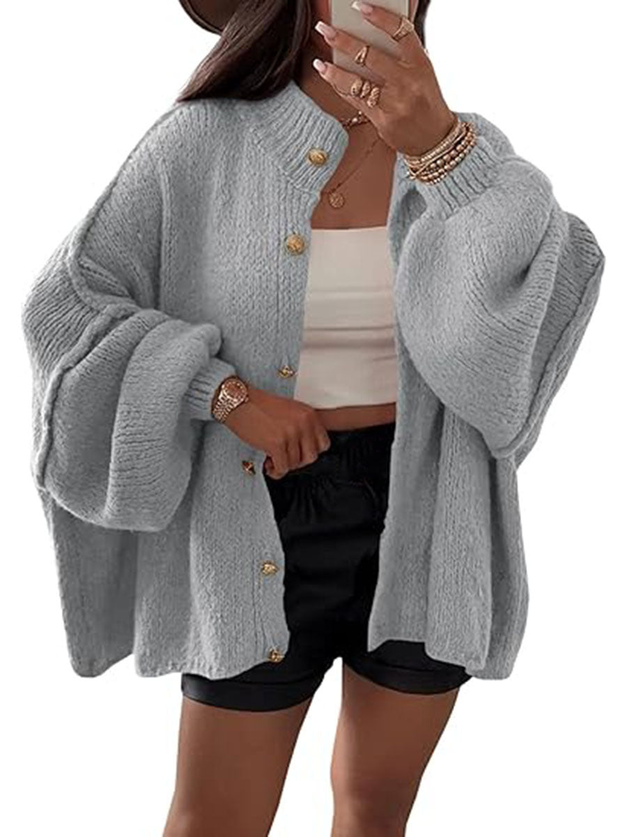Damen Flauschige Strickjacke mit überschnittenen Schultern Krohn-e