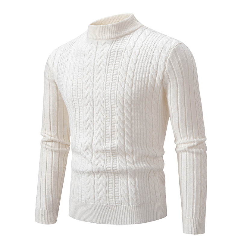Herren Grobstrickpullover mit steigendem Kragen und Zopfmuster Krohn-e