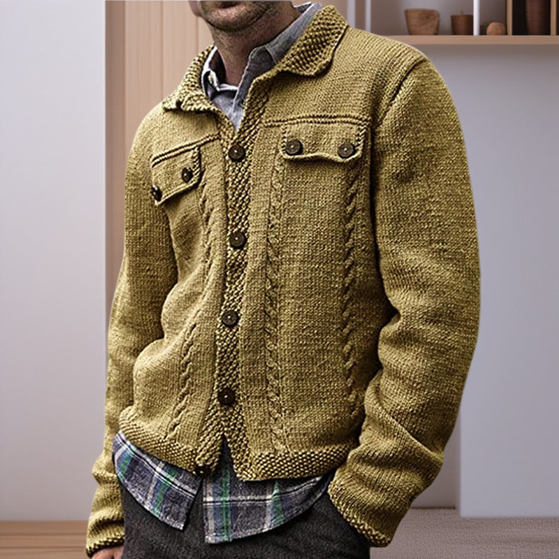Herren Strickjacke mit Zopfmuster und praktischen Taschen Krohn-e