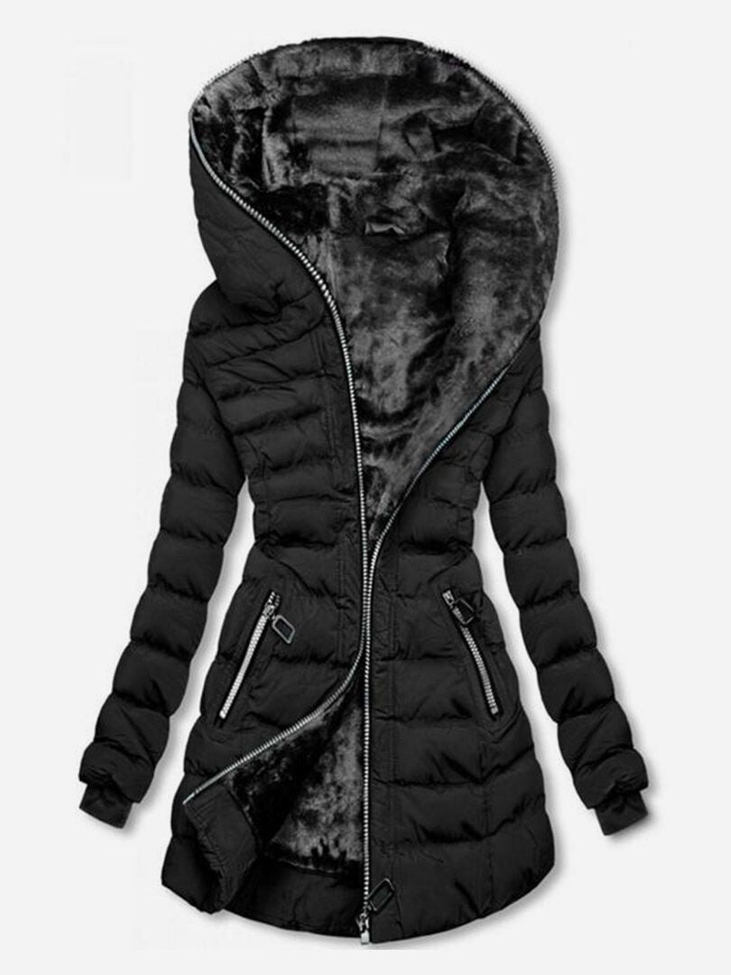 Damen gefütterte Winterjacke mit hohem Kragen und stilvollen Reißverschlusstaschen Krohn-e