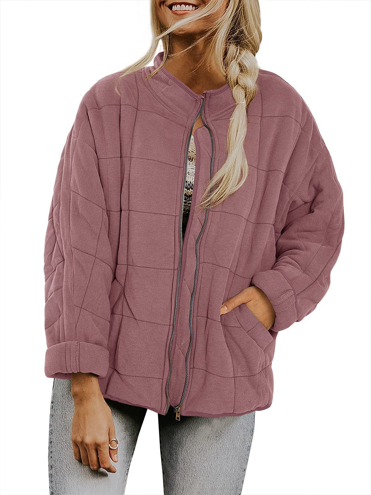 Damen gesteppte Kapuzenjacke mit Reißverschluss und Taschen Krohn-e