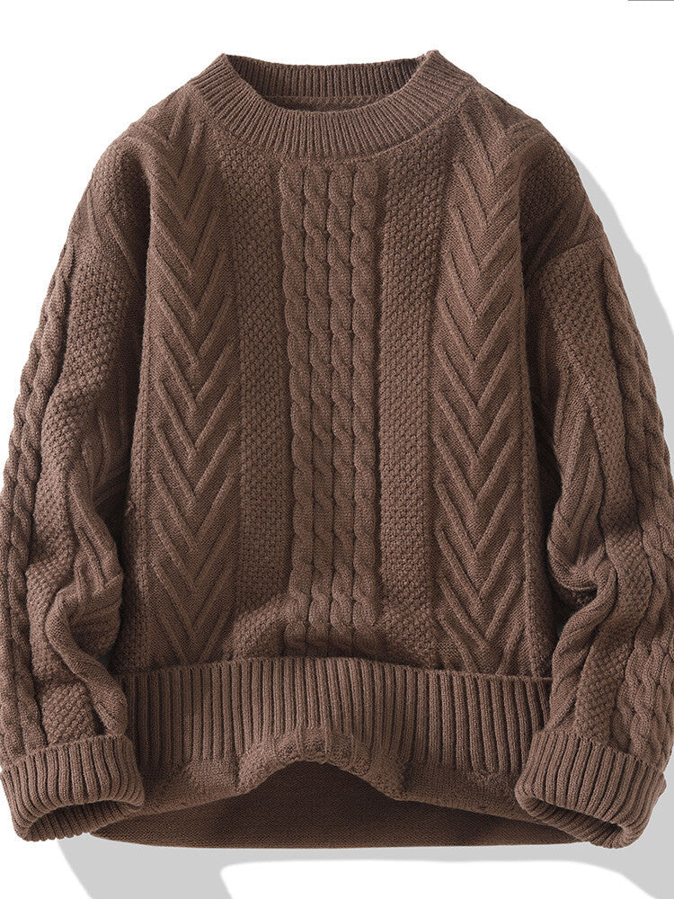 Herren Grobstrickpullover mit Zopfmuster und lässigem Schnitt Krohn-e