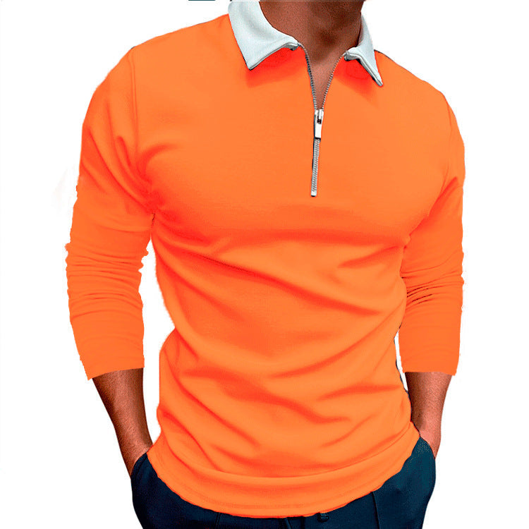 Herren sportlicher Pullover mit 1/4 Reißverschluss und kontrastierendem Kragen Krohn-e