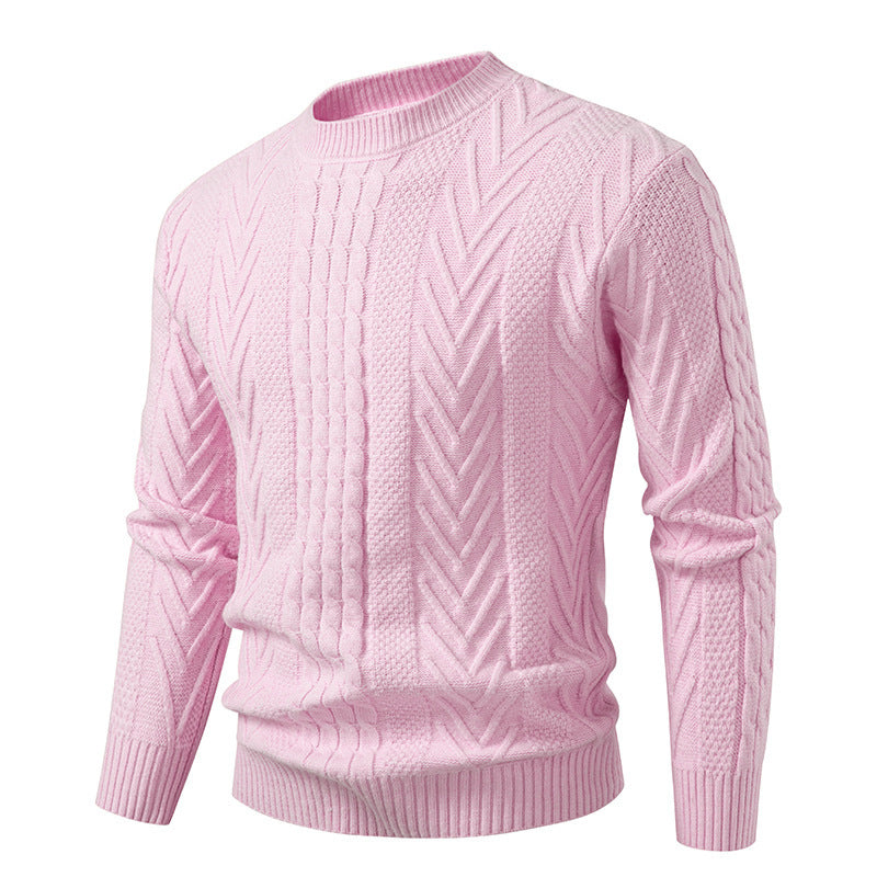Herren Grobstrickpullover mit Zopfmuster und Rundhalsausschnitt Krohn-e