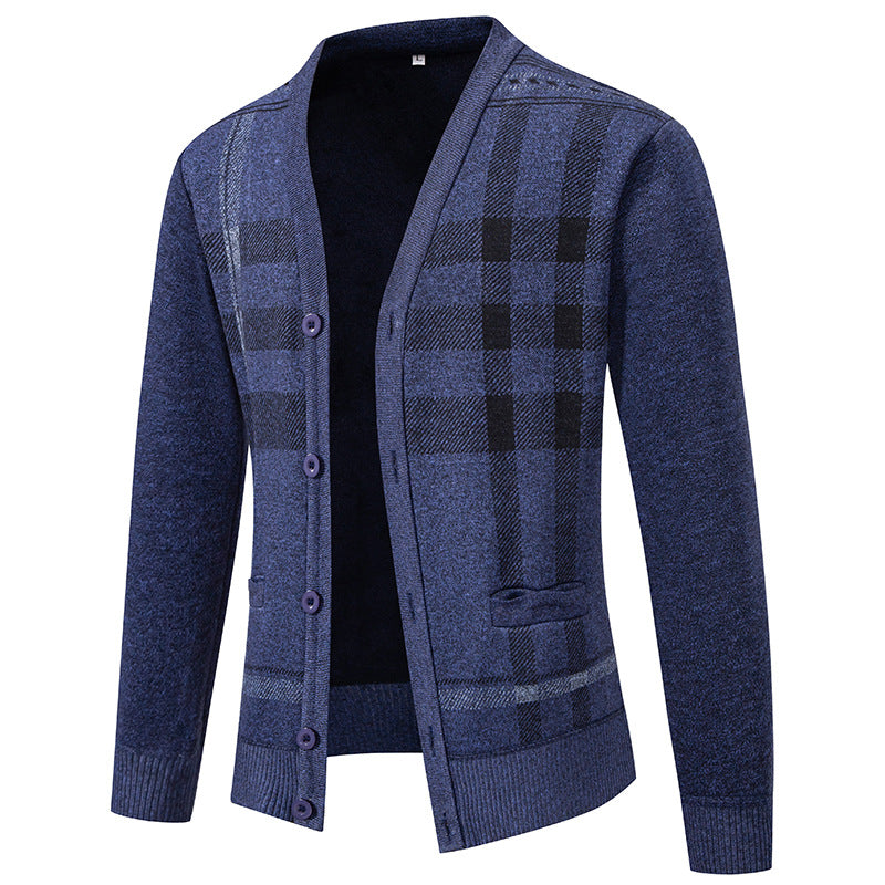 Herren Strickjacke mit modischem Karomuster und praktischen Knöpfen Krohn-e