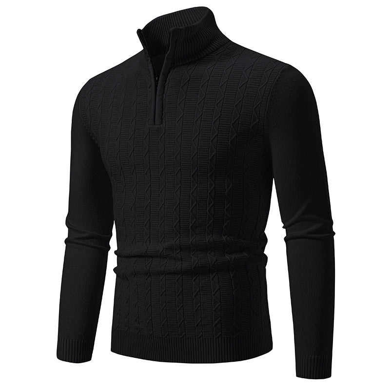 Herren modischer Strickpullover mit Stehkragen und Reißverschluss Krohn-e