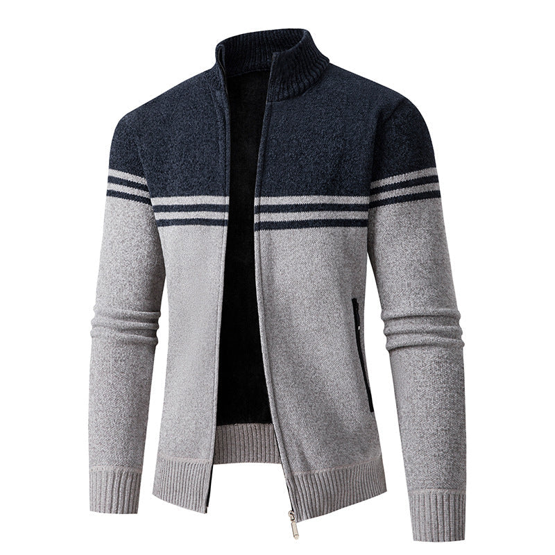 Herren Strickjacke mit modernem Zipper und sportlichem Streifenmuster Krohn-e