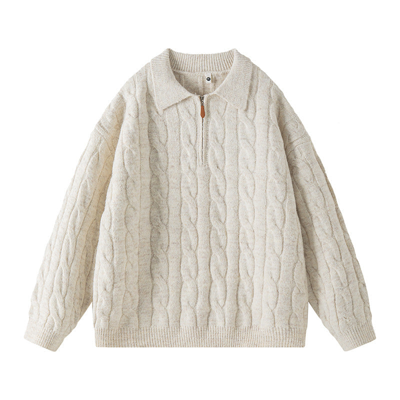 Damen Hochwertiger Strickpullover mit kurzem Reißverschluss und klassischem Kragen Krohn-e