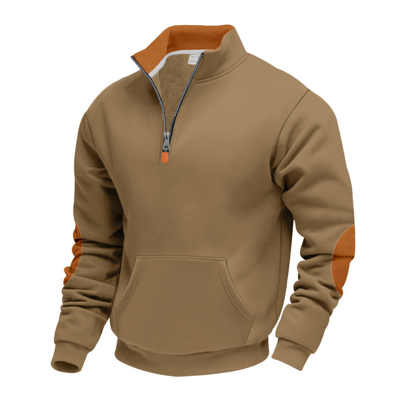 Herren Hochwertiger Stehkragenpullover aus atmungsaktivem Material mit Reißverschluss und Kontrastakzenten Krohn-e