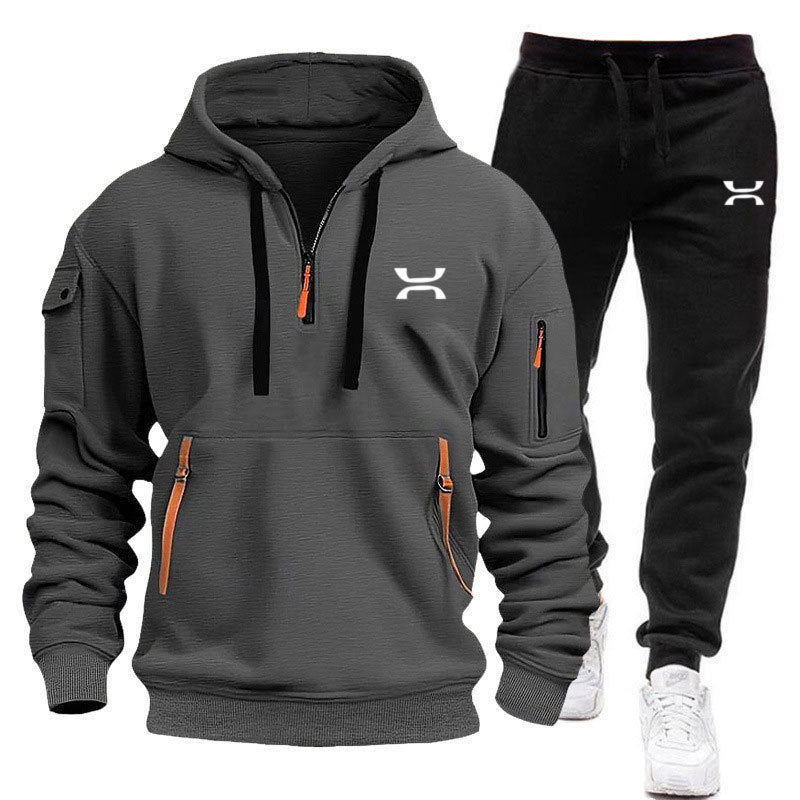 Herren sportliches Hoodie- und Jogginganzug-Set mit funktionalen Taschen und sportlichem Schnitt Krohn-e