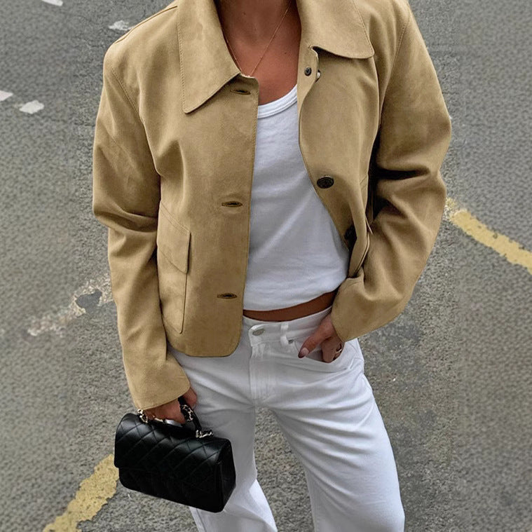 Damen modische Wildlederjacke mit praktischen Taschen Krohn-e