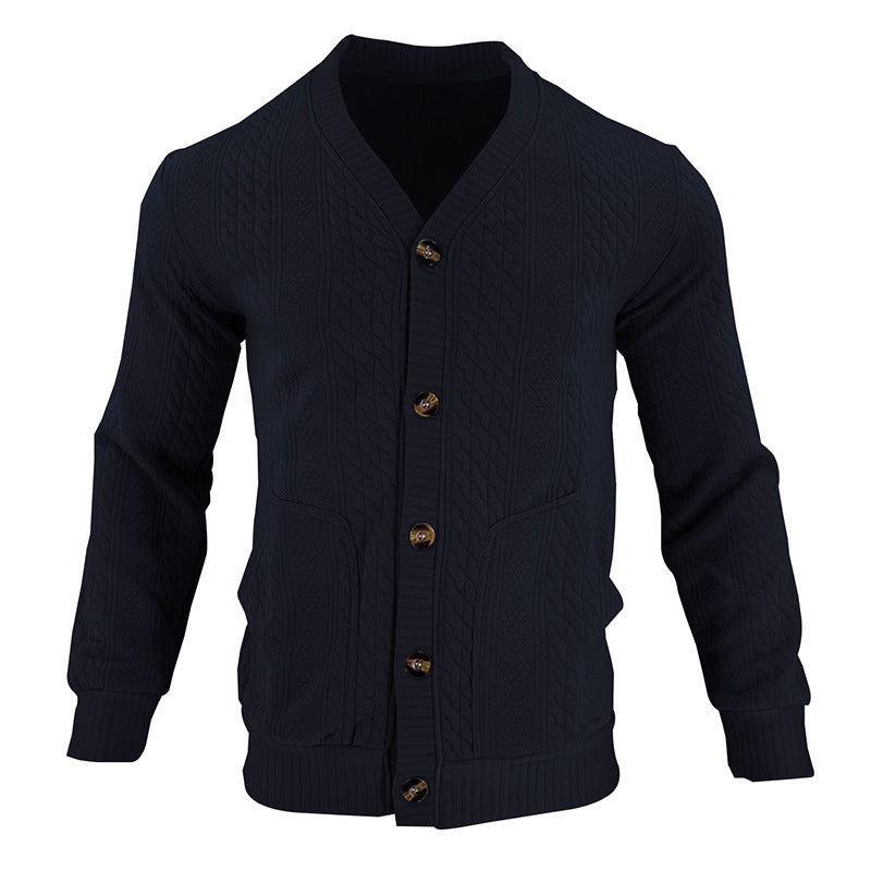 Herren Strickjacke mit hochwertigem Strukturmuster und modernen Knöpfen Krohn-e