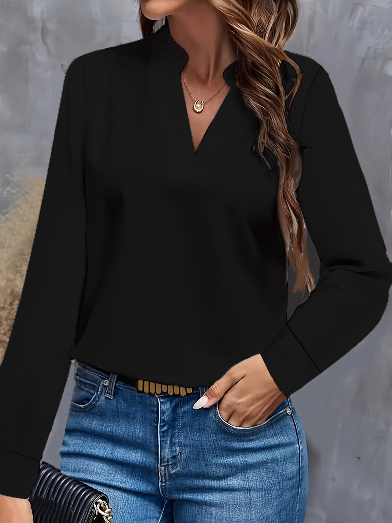 Damen Bluse mit Stehkragen und langen Ärmeln Krohn-e