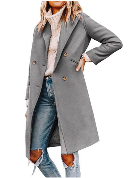 Damen eleganter und zugleich lässiger Mantel mit doppelter Knopfleiste Krohn-e