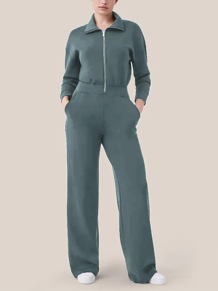 Damen Luxuriöser Lounge-Jumpsuit mit elegantem Stehkragen und praktischem Reißverschluss Krohn-e