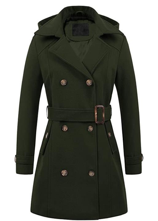 Damen eleganter Peacoat mit doppelter Knopfleiste und Taillengürtel Krohn-e