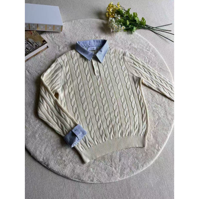 Damen Strickpullover mit dekorativem Zopfmuster und engem Kragen Krohn-e