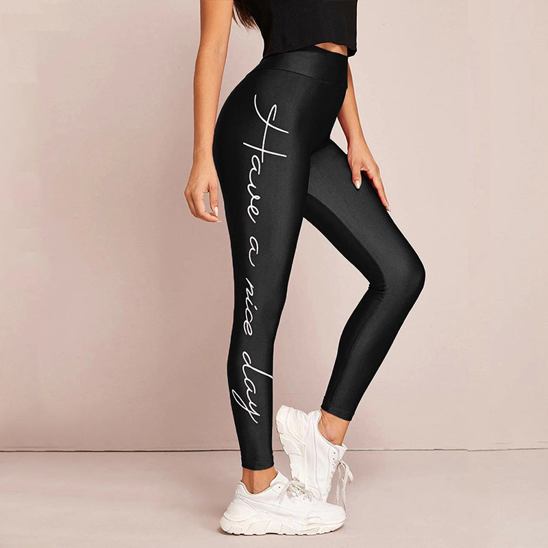 Damen Sportleggings mit inspirierendem Schriftzug und hohem Bund Krohn-e