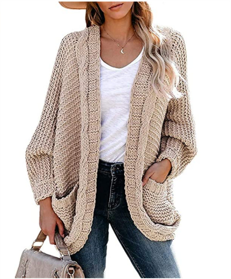 Damen Grobstrickjacke mit lässigen Konturen und großen Taschen Krohn-e
