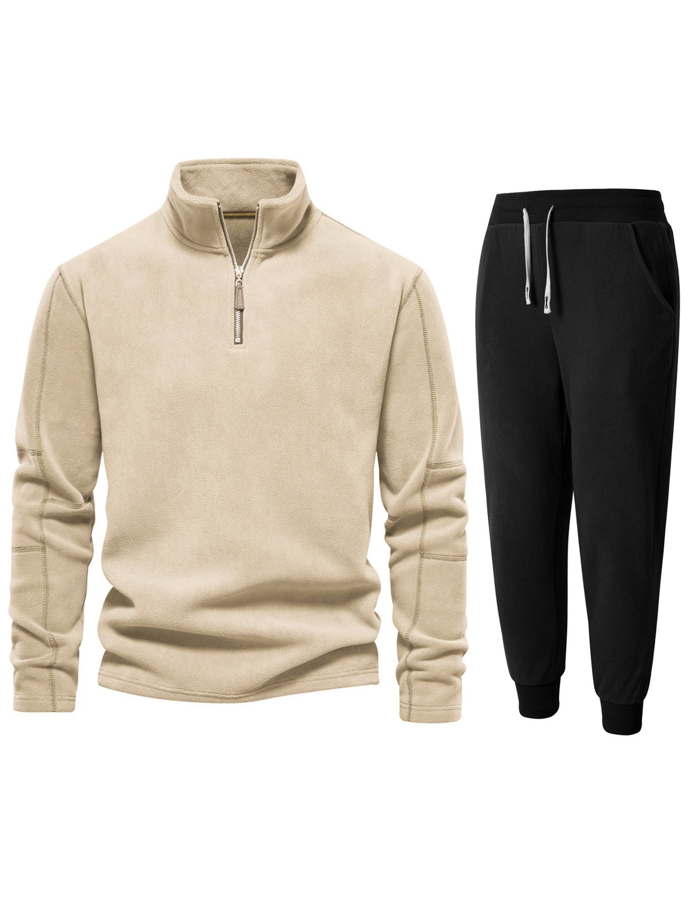 Herren Fleece-Oberteil mit kurzer Reißverschluss und bequemen Jogginghosen Krohn-e