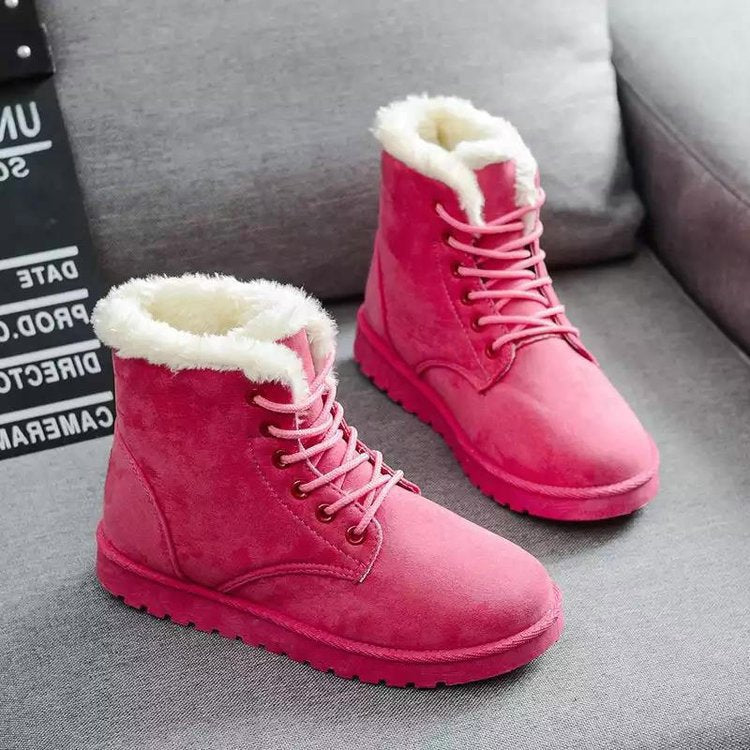 Krohn-e | High-Top Wildlederstiefel - Kunstfellfutter - Schnürung - Flache Gummisohle