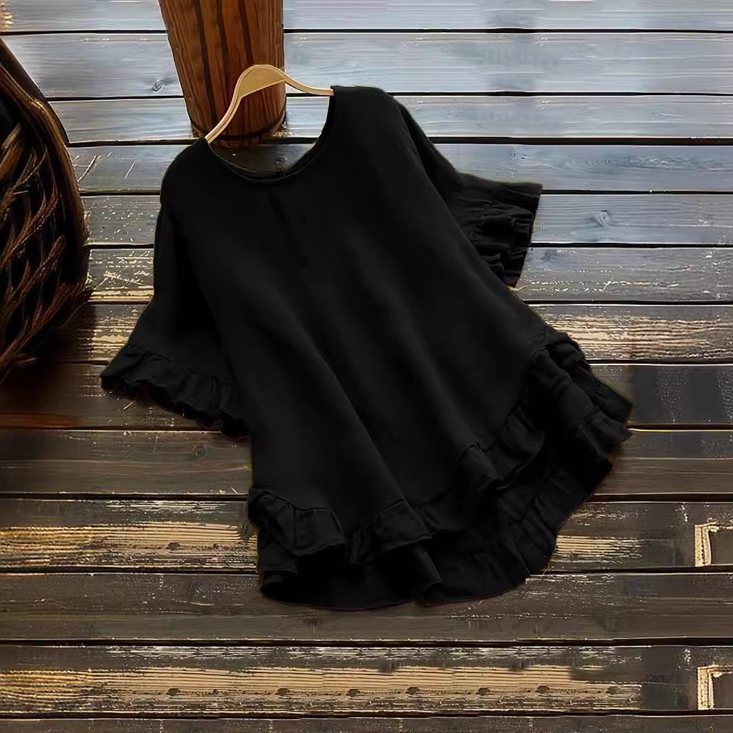 Damen lässiges Oberteil mit Rüschendetails und weit geschnittenem Design Krohn-e