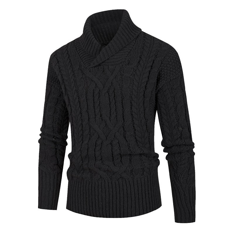 Herren Grobstrickpullover mit Schalkragen und raffinierten Zopfmuster Krohn-e
