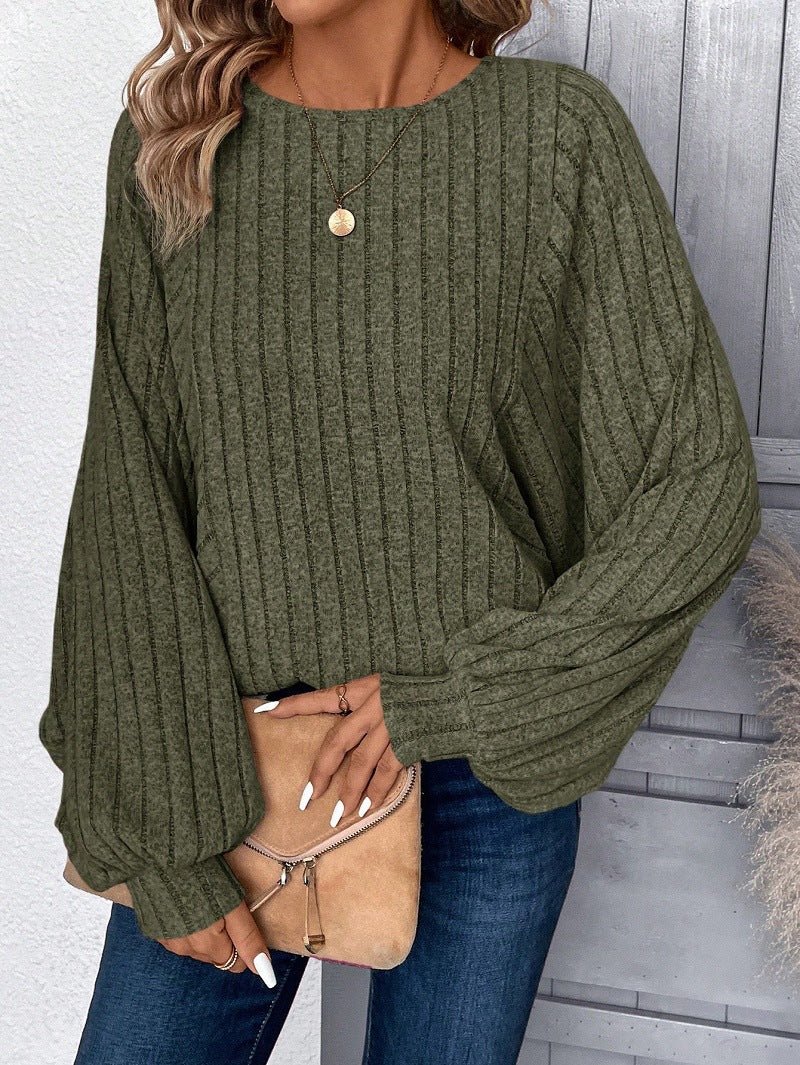 Damen Pullover mit eleganten Ballonärmel und Rippenstruktur Krohn-e