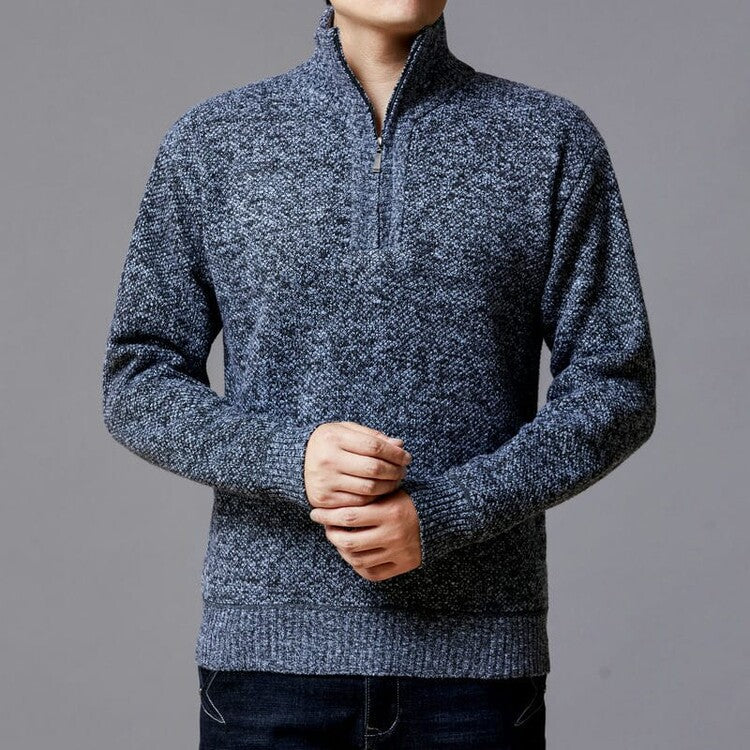 Herren Strickpullover mit modernem Stehkragen und strukturierter Oberfläche Krohn-e