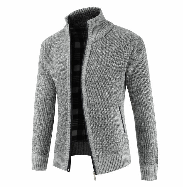 Herren Strickjacke mit hohem Kragen und seitlichen Taschen Krohn-e