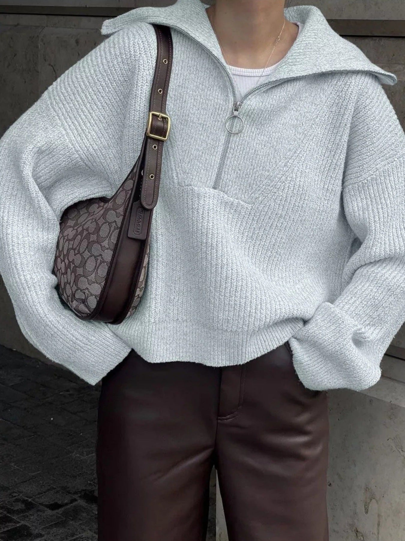 Damen Strickpullover mit Reißverschluss und lässigem Schnitt Krohn-e