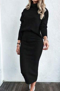Damen Strickkleid mit lockerem Schnitt und hohem Kragen Krohn-e