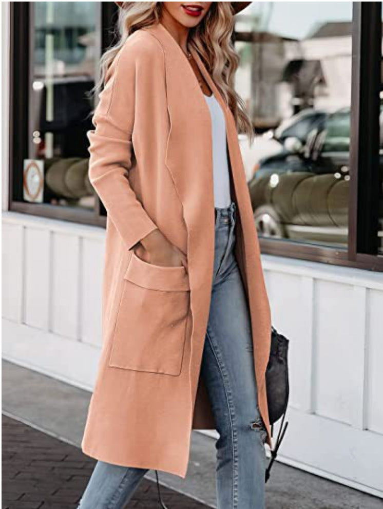 Damen lässiger Cardigan mit langen Ärmeln und praktischen Taschen Krohn-e