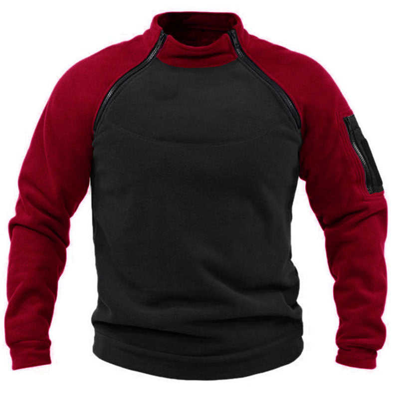 Herren Fleece-Pullover mit hohem Kragen und funktionalen Taschen Krohn-e