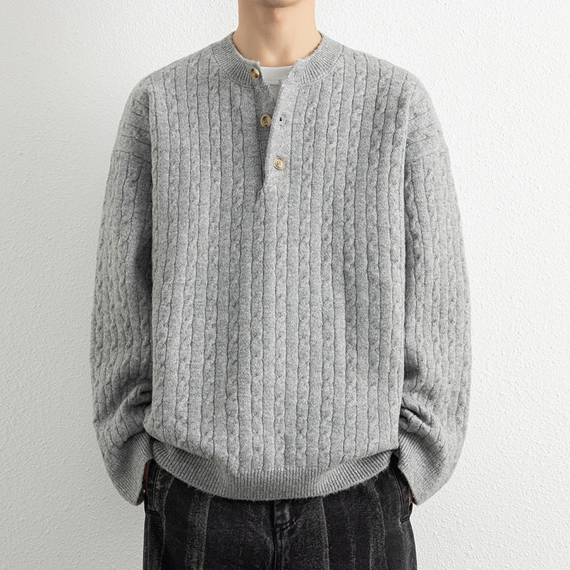 Herren Strickpullover mit Knopfdetails und strukturierter Oberfläche Krohn-e