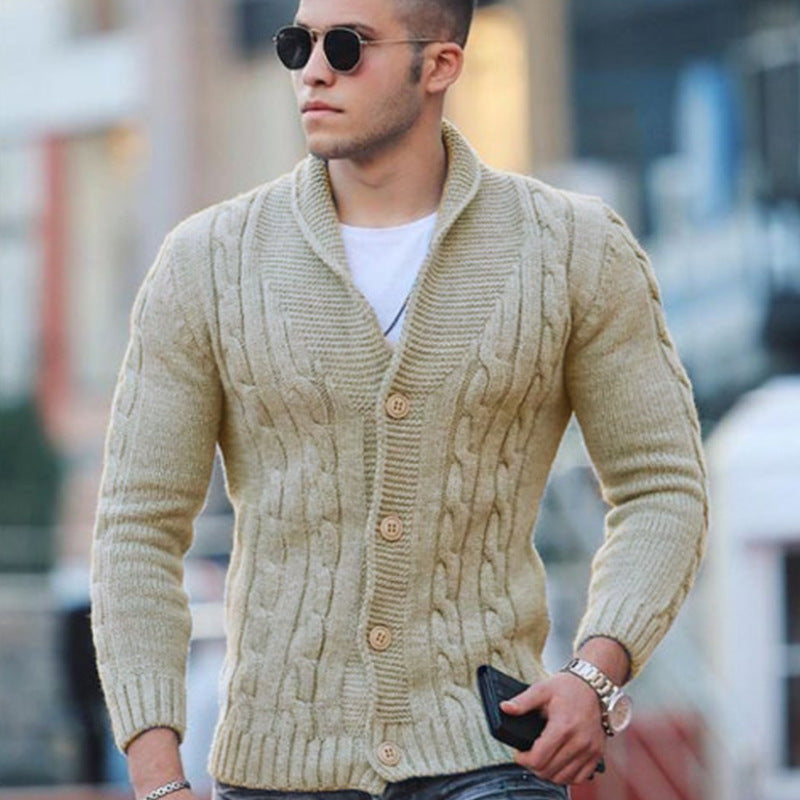 Herren Strickjacke mit einzigartigem Zopfmuster und modischem Schalkragen Krohn-e