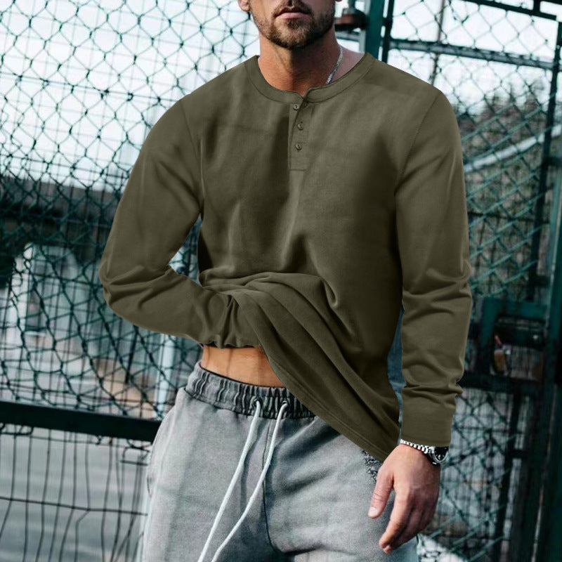 Herren Langarm-Henley-Shirt mit klassischem Knopfleisten-Design und weichem Baumwollmix Krohn-e
