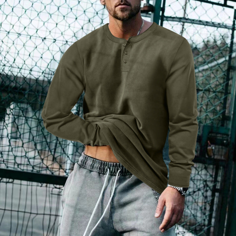 Herren Langarm-Henley-Shirt mit klassischem Knopfleisten-Design und weichem Baumwollmix Krohn-e
