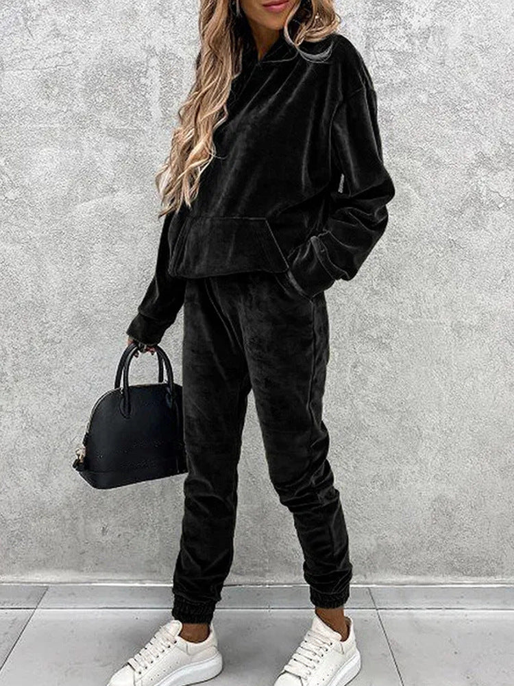 Damen kuscheliges Fleece-Set mit oversized Hoodie und bequemen Jogginghosen Krohn-e