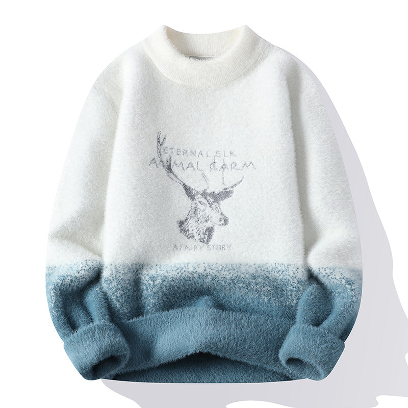 Damen Flauschiger Winterpullover mit kreativem Motiv und hohem Kragen Krohn-e
