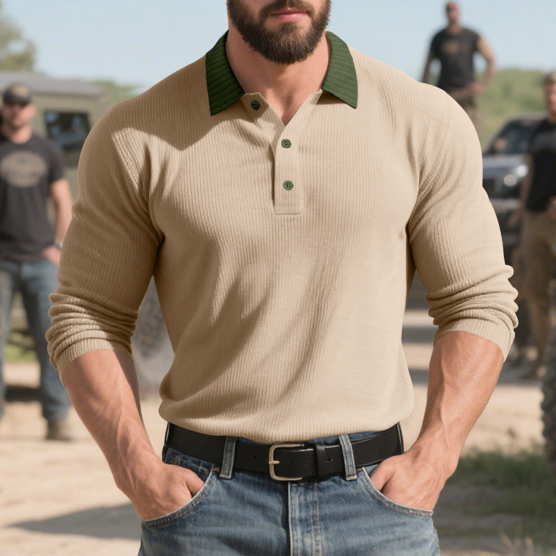 Herren langärmliges Poloshirt mit strukturiertem Design und klassischem Kragen Krohn-e