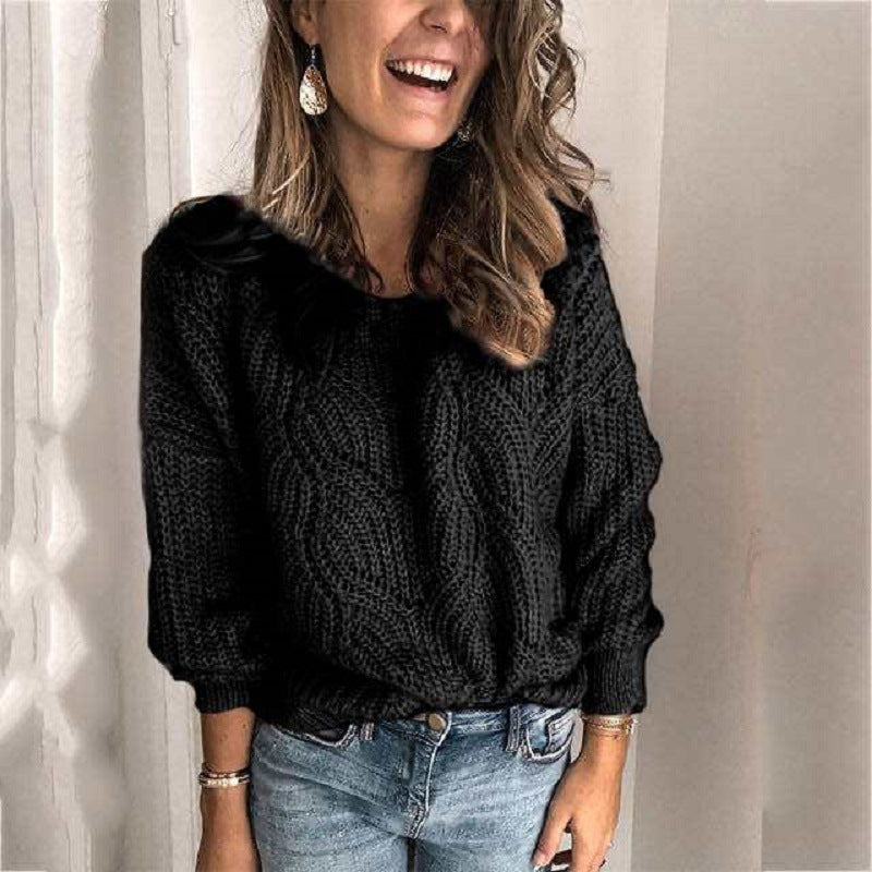 Damen Grober Strickpullover mit kreativem Zopfmuster Krohn-e